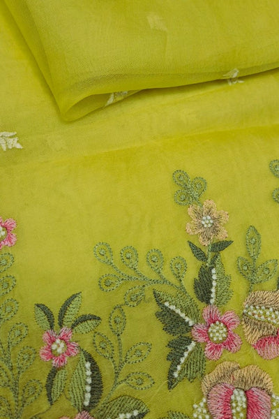 Lime Yellow Organza Saree