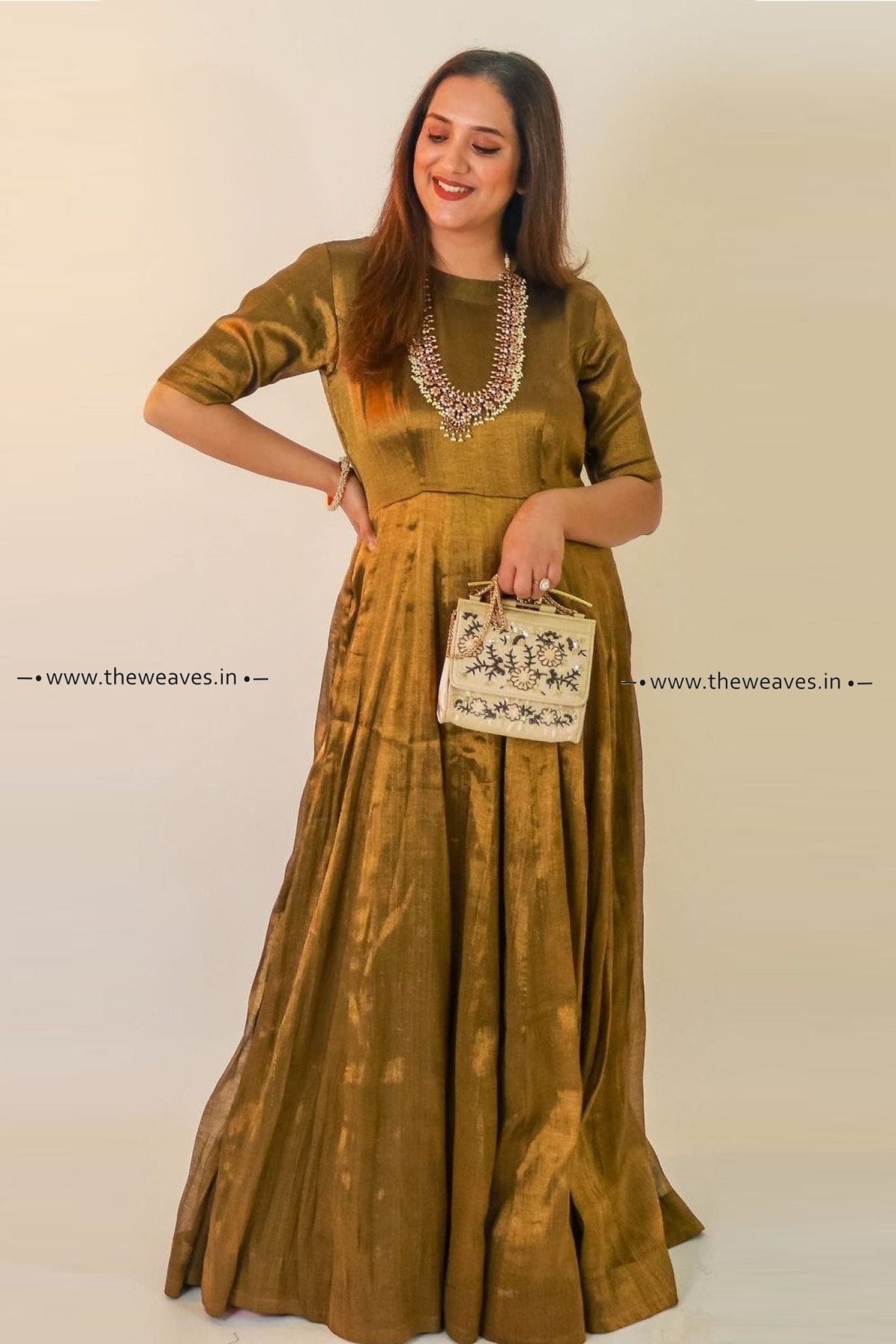 Handwoven Copper Anarkali Made Ups