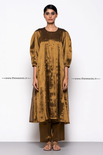Handwoven Copper Gathered Kurta