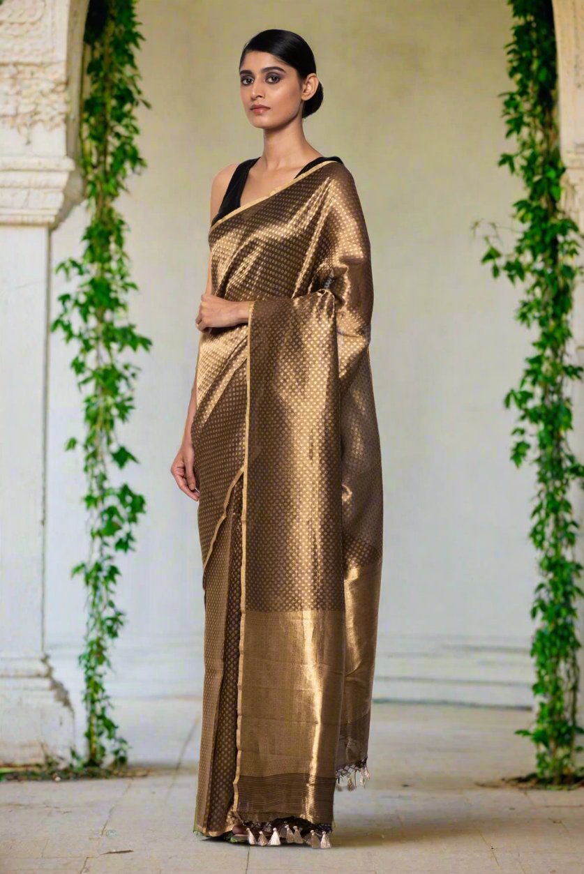 Copper Polka Dots Saree