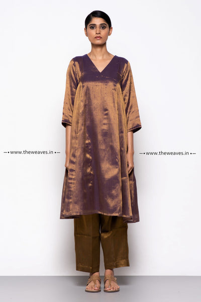 Handwoven Copper Purple 'A' Line Kurta