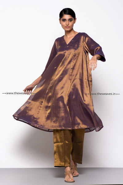 A Line Kurties For Women with Palazzo copper purple