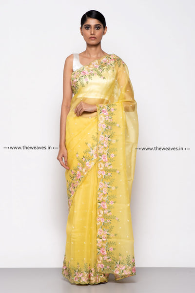 Yellow Organza Saree