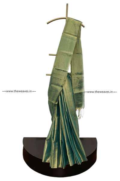 Green Tissue Saree Handwoven In Soft Tissue