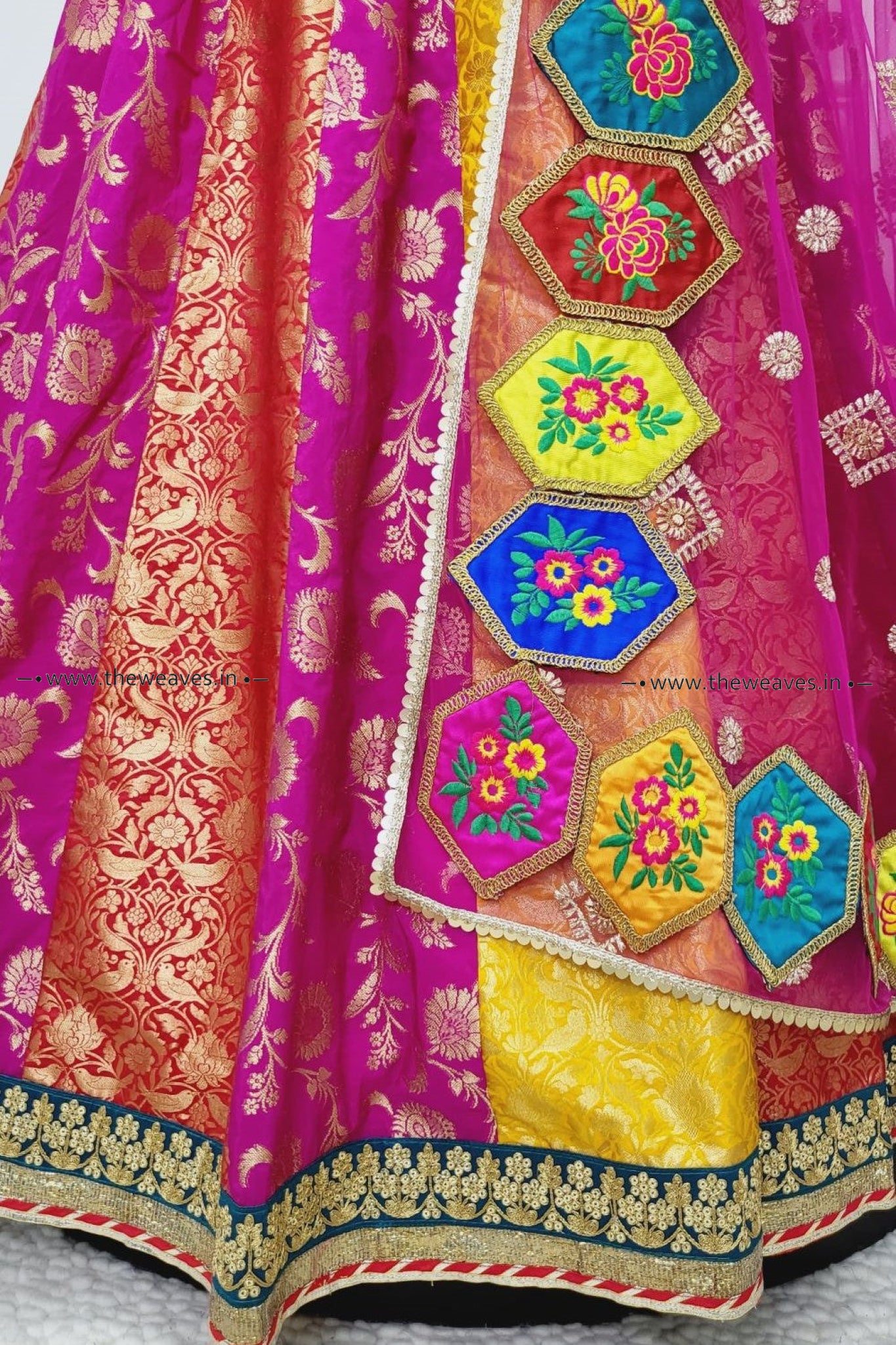 Handwoven Multi-Colored Banarasi Lehenga Set