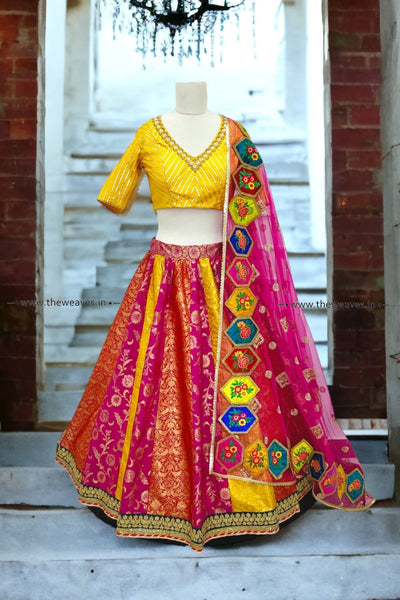 Handwoven Multi-Colored Banarasi Lehenga Set