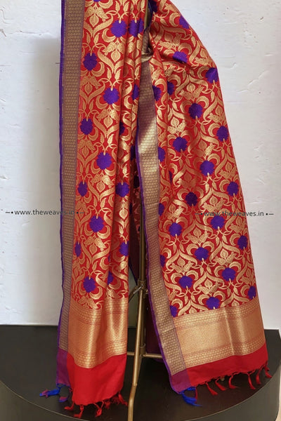 Red Banarasi Meenakari Dupatta