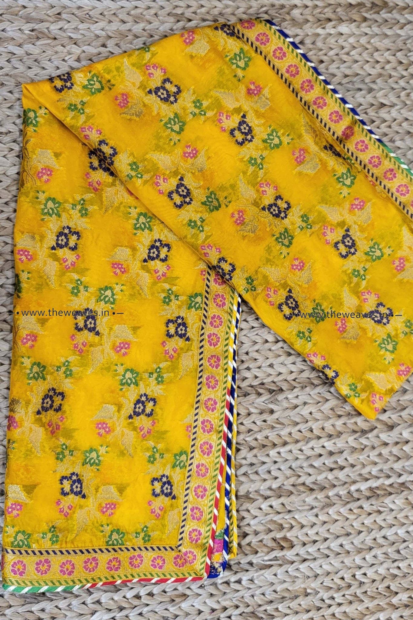 Yellow Banarasi Meenakari Silk Organza Dupatta
