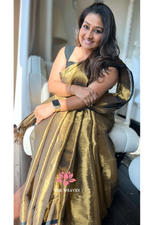 Load image into Gallery viewer, Copper Gold Tissue Sarees with Black Border
