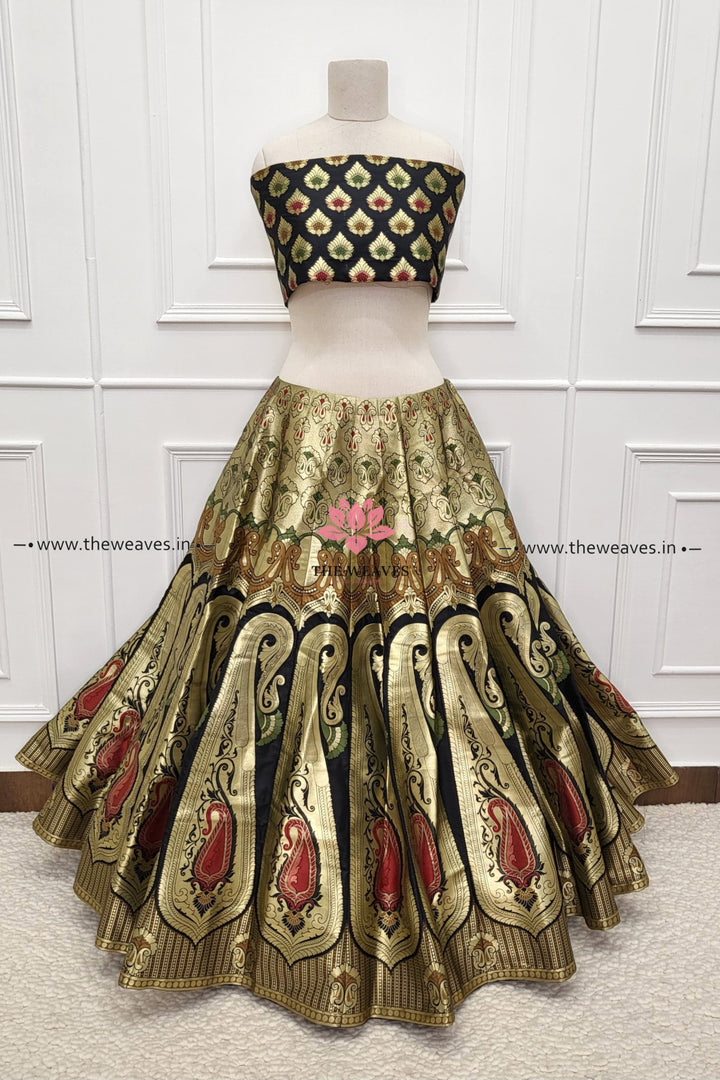 Black Banarasi Silk Lehenga Set