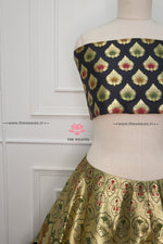 Load image into Gallery viewer, Black Banarasi Silk Lehenga Set
