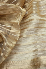 Load image into Gallery viewer, Golden Banarasi Striped Tissue Organza Saree Saree
