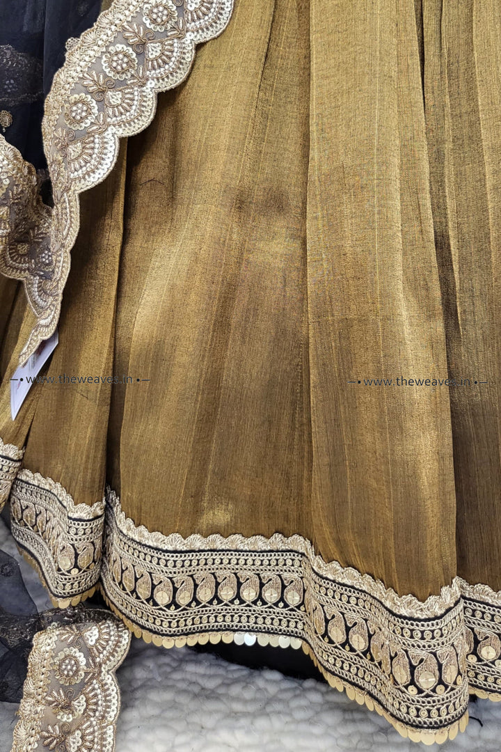 Handwoven Antique Gold Tissue Lehenga Set