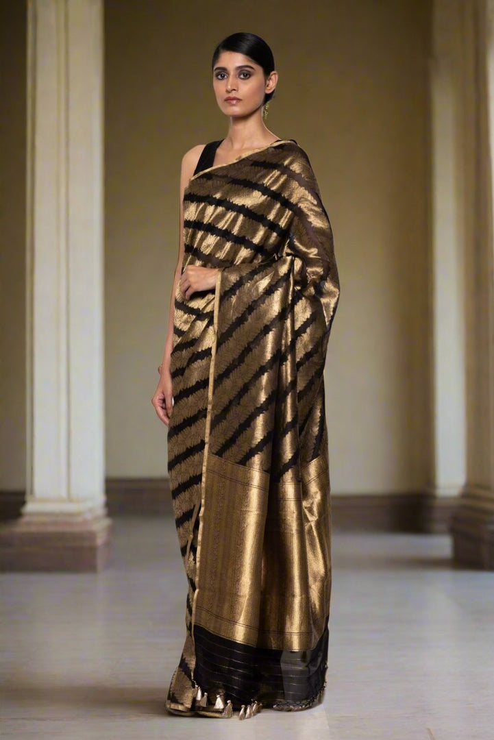 black gold saree