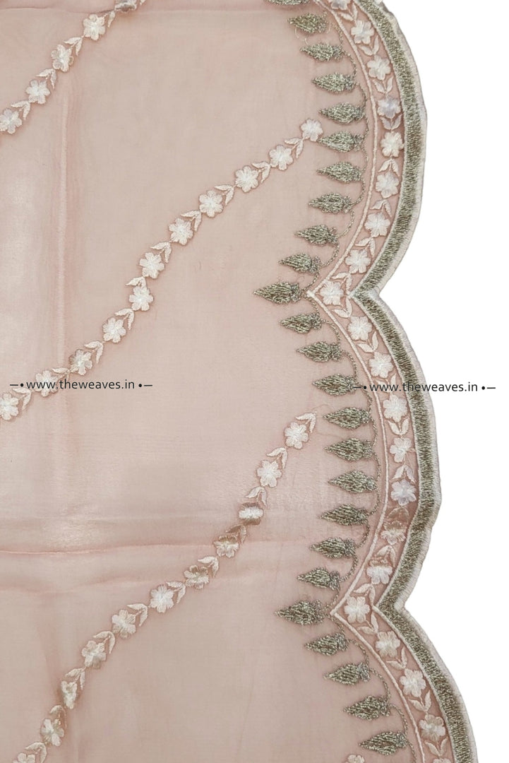 Peach organza saree