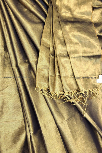 Handwoven Copper Gold Soft Tissue Saree