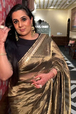 Load image into Gallery viewer, Handwoven Copper Tissue Organza Saree With Borders
