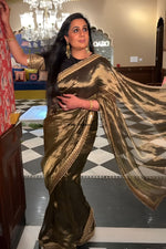 Load image into Gallery viewer, Copper Organza Saree with Borders
