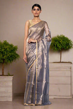 Load image into Gallery viewer, Handwoven Electric Blue Tissue Organza Saree
