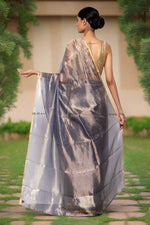 Load image into Gallery viewer, Handwoven Electric Blue Tissue Organza Saree
