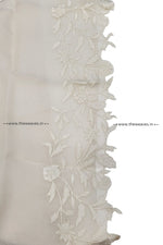 Load image into Gallery viewer, Handwoven Floral Ivory Embroidered Organza Silk Saree
