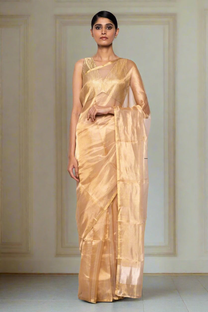 Handwoven Gold Tissue Organza Saree