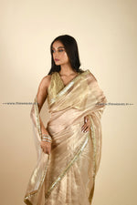 Load image into Gallery viewer, Plain Gold Tissue Saree 
