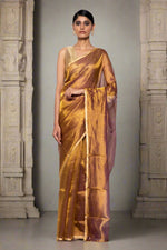 Load image into Gallery viewer, Handwoven Golden Purple Tissue Organza Saree
