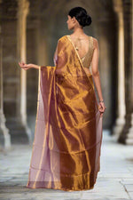 Load image into Gallery viewer, Handwoven Golden Purple Tissue Organza Saree
