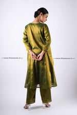 Load image into Gallery viewer, Handwoven Green A Line Kurta Set Made Ups
