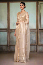 Load image into Gallery viewer, Handwoven Light Gold Tissue Organza Saree
