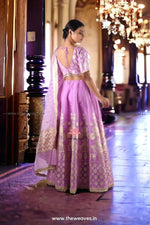 Load image into Gallery viewer, Handwoven Mauve Banarasi Organza Silk Lehenga Set
