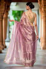 Load image into Gallery viewer, Handwoven Mauve Tissue Organza Saree
