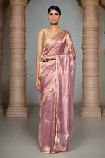 Load image into Gallery viewer, Handwoven Mauve Tissue Organza Saree
