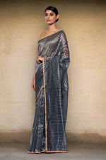 Load image into Gallery viewer, Handwoven Midnight Blue Chanderi Silk Tissue Saree
