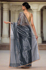 Load image into Gallery viewer, Handwoven Midnight Blue Chanderi Silk Tissue Saree
