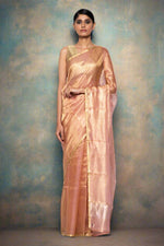 Load image into Gallery viewer, Handwoven Peach Tissue Organza Saree
