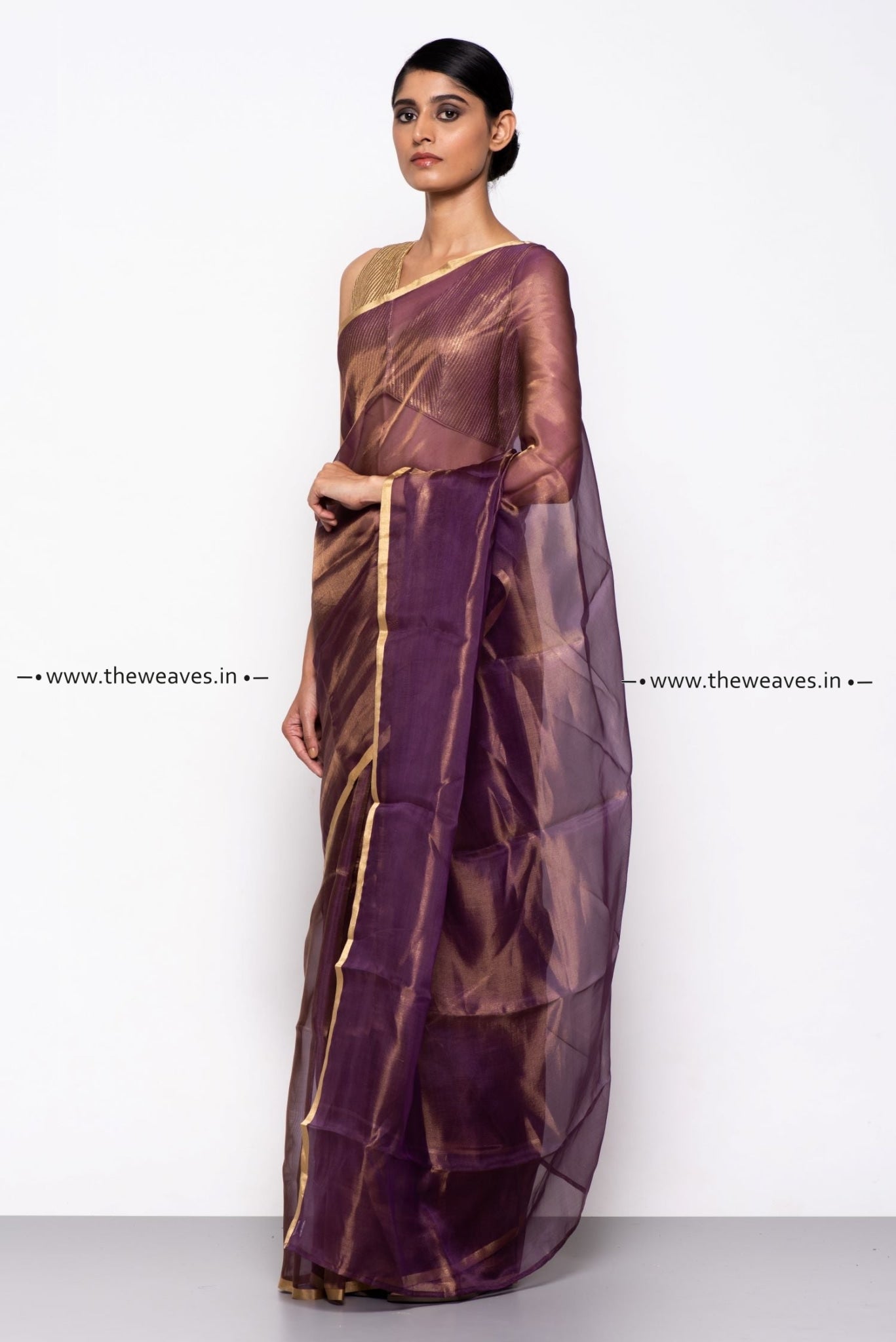 Handwoven Purple Tissue Organza Saree
