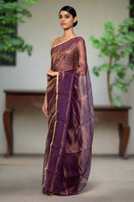 Load image into Gallery viewer, Handwoven Purple Tissue Organza Saree
