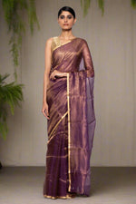 Load image into Gallery viewer, Handwoven Purple Tissue Organza Saree
