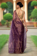 Load image into Gallery viewer, Handwoven Purple Tissue Organza Saree
