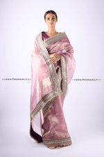 Load image into Gallery viewer, Handwoven Purple Tissue Organza Saree With Borders
