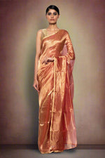 Load image into Gallery viewer, Handwoven Rust Red Tissue Organza Saree
