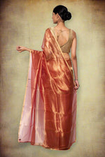 Load image into Gallery viewer, Handwoven Rust Red Tissue Organza Saree
