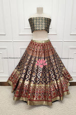 Load image into Gallery viewer, Navy Blue Banarasi Silk Lehenga
