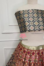 Load image into Gallery viewer, Navy Blue Banarasi Silk Lehenga
