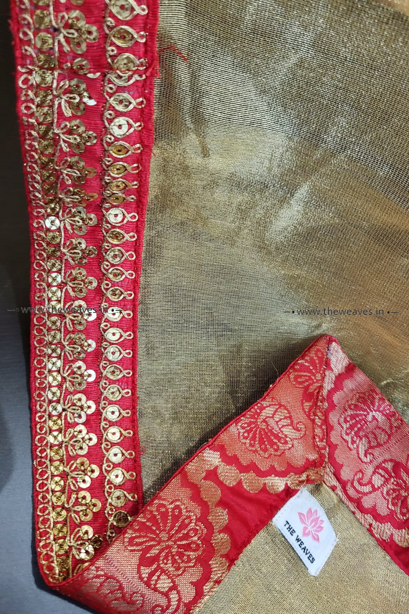 Pure Handloom Tissue Dupatta With Red Borders
