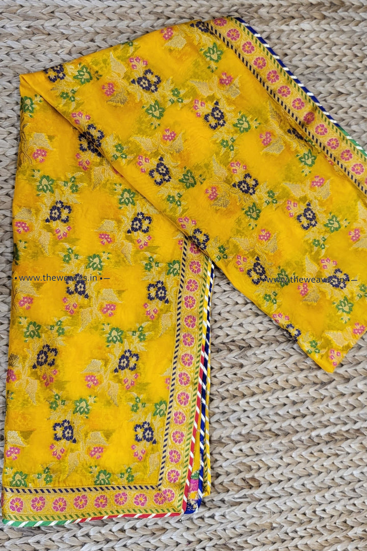 Yellow Banarasi Meenakari Silk Organza Dupatta