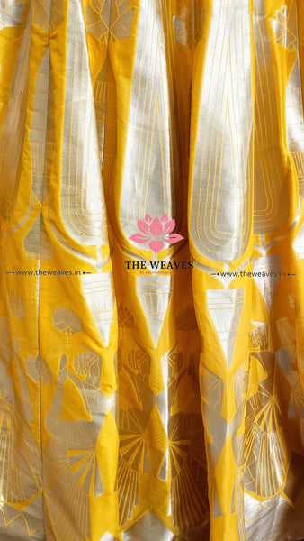Yellow Banarasi Silk Lehenga Set
